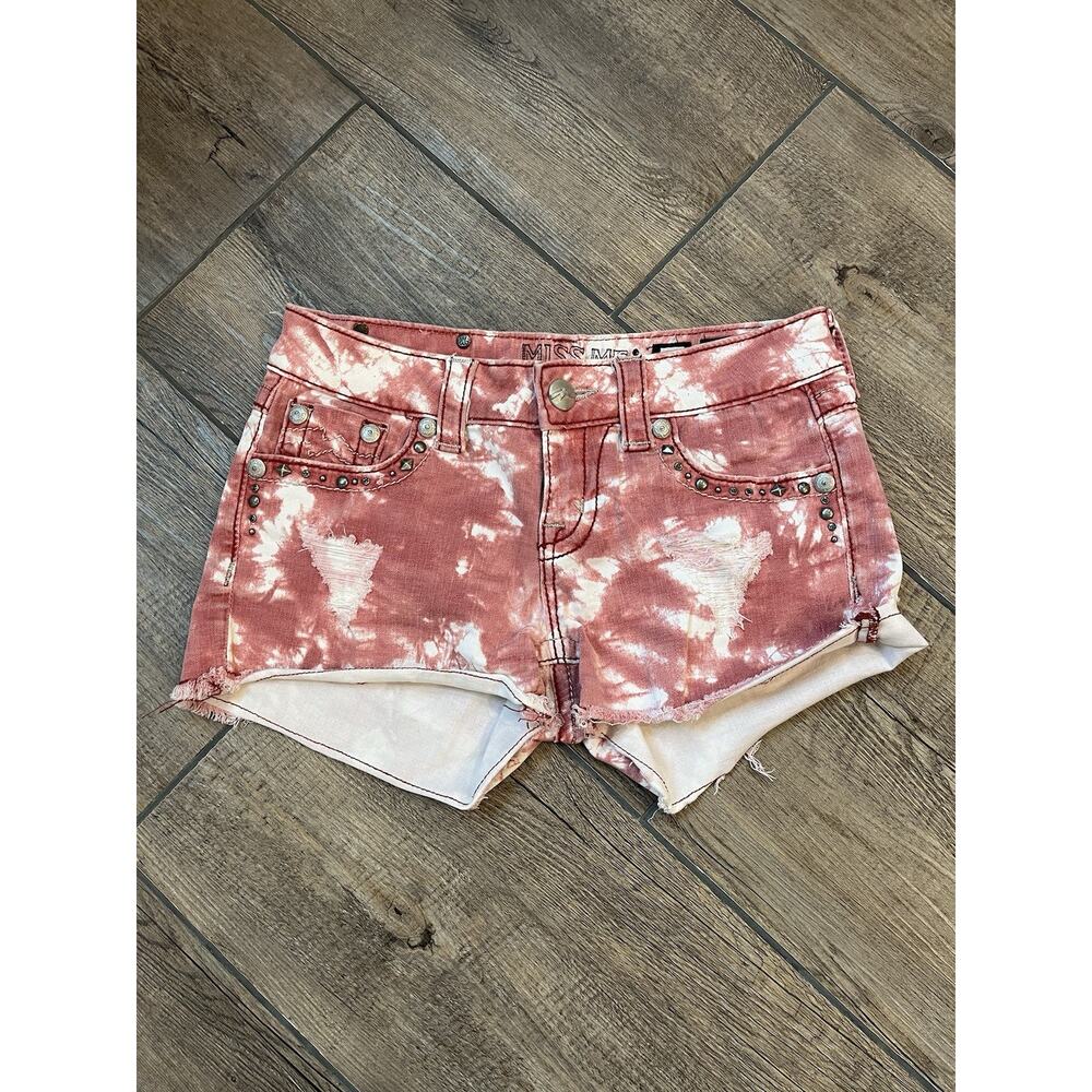 Miss‎ Me JE1063H3 Red Tie Dye Acid Washed Shirts Embellished Women’s Size 26